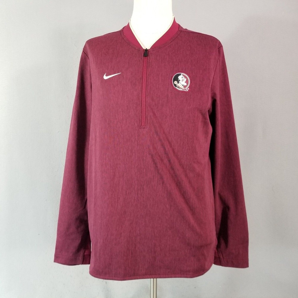 Nike 1/4 Zip Shirt Mens L Red Florida State Seminoles Dri-Fit Pullover Sweater